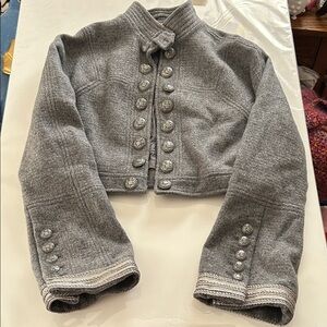 Free People Gray Buttoned Blazer